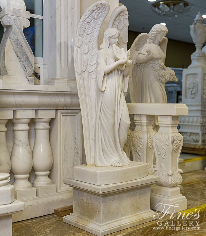 Marble Memorials  - Angel With Dove Memorial - MEM-491